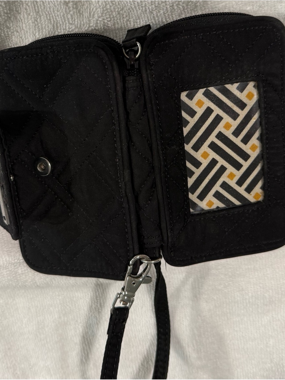 Black Quilted women’s wristlet/wallet Vera Bradley Black